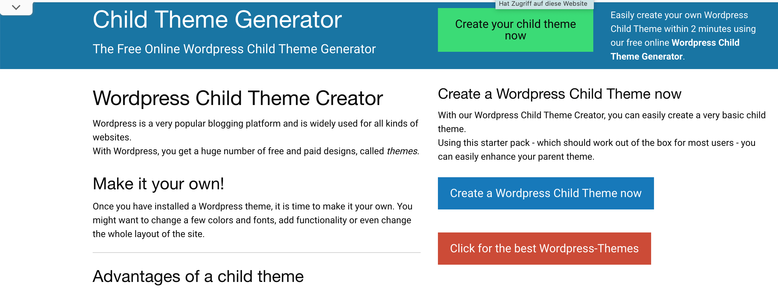 WordPress Child Theme erstellen mit WordPress Child Theme Generator