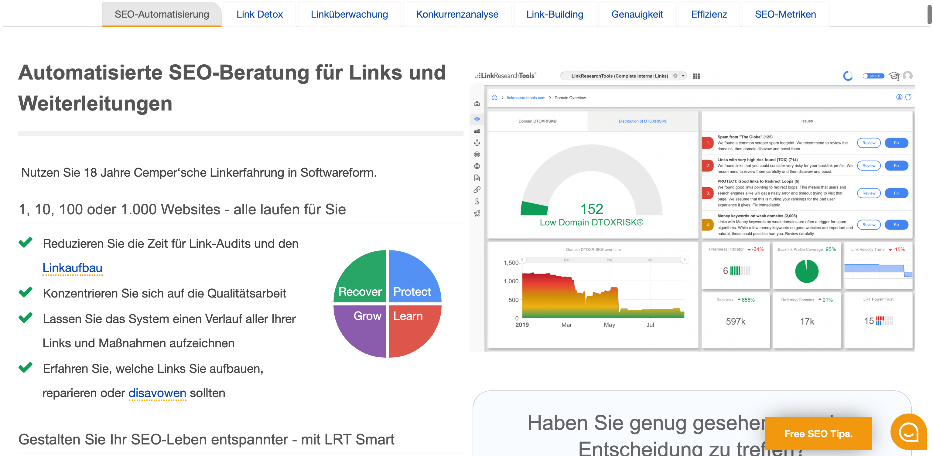 Die Link Research Tools. Professionelle Backlink-Software.