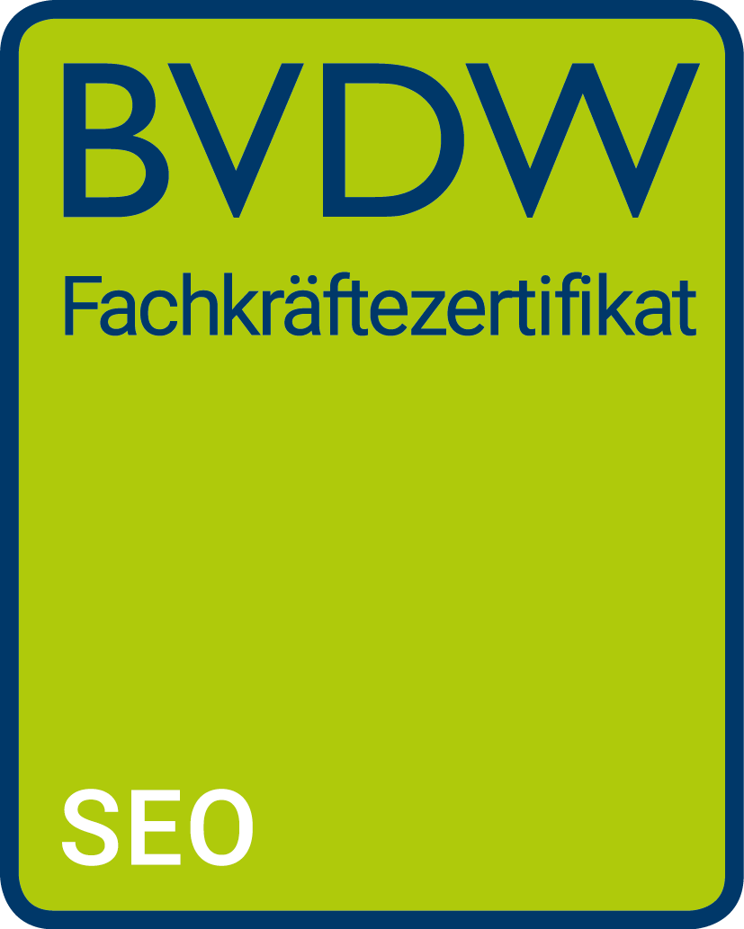 Andreas Hecht hat das SEO Fachkräftezertifikat des BVDW erworben